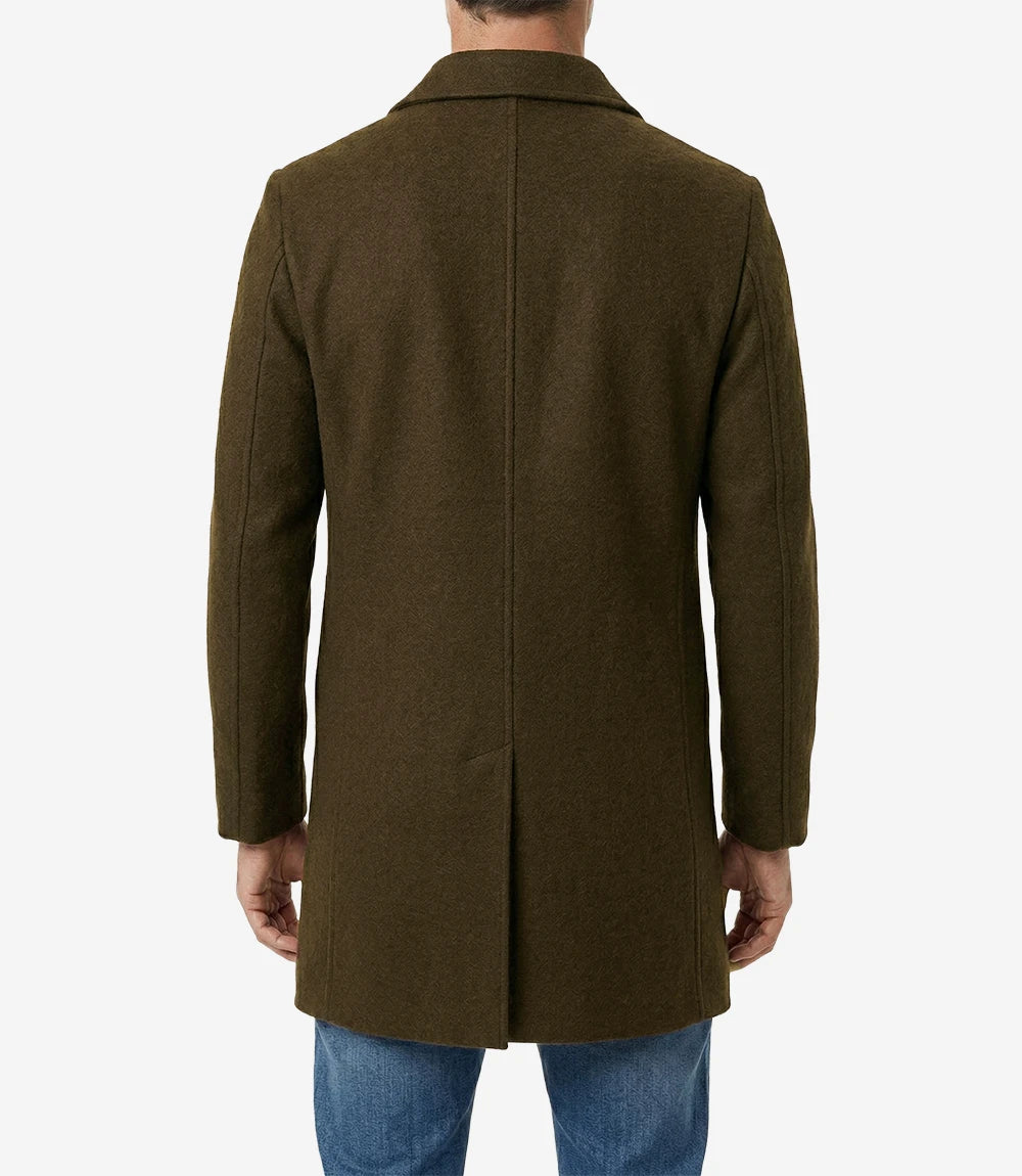Armando Mens Classic Brown Mid Length Wool Overcoat