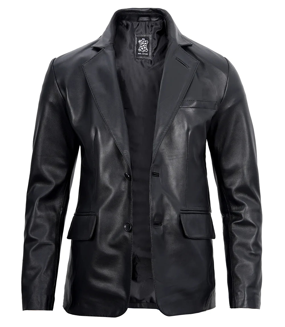 Mens Leather Blazer Jacket