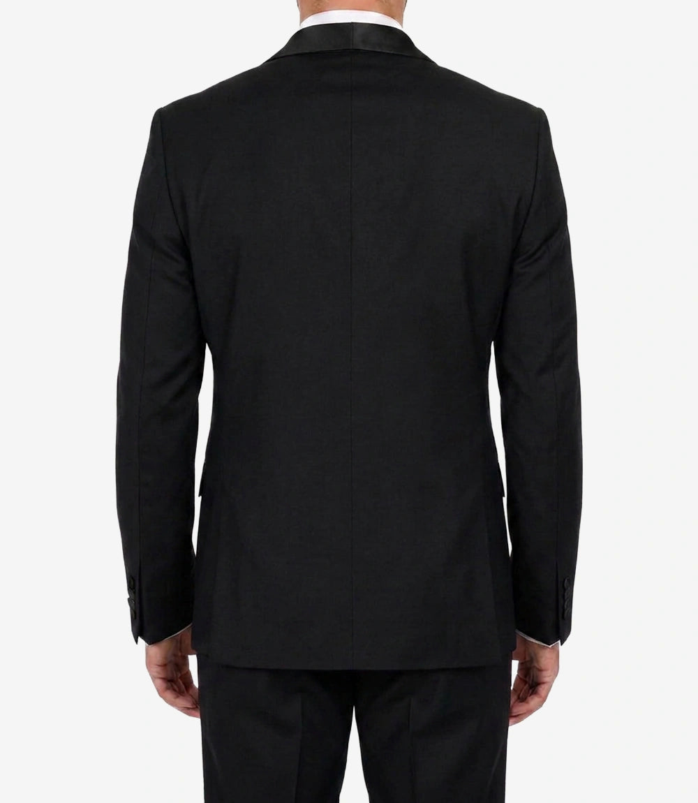 Men’s Black Shawl Lapel Tuxedo — Single Button, Black Lapel