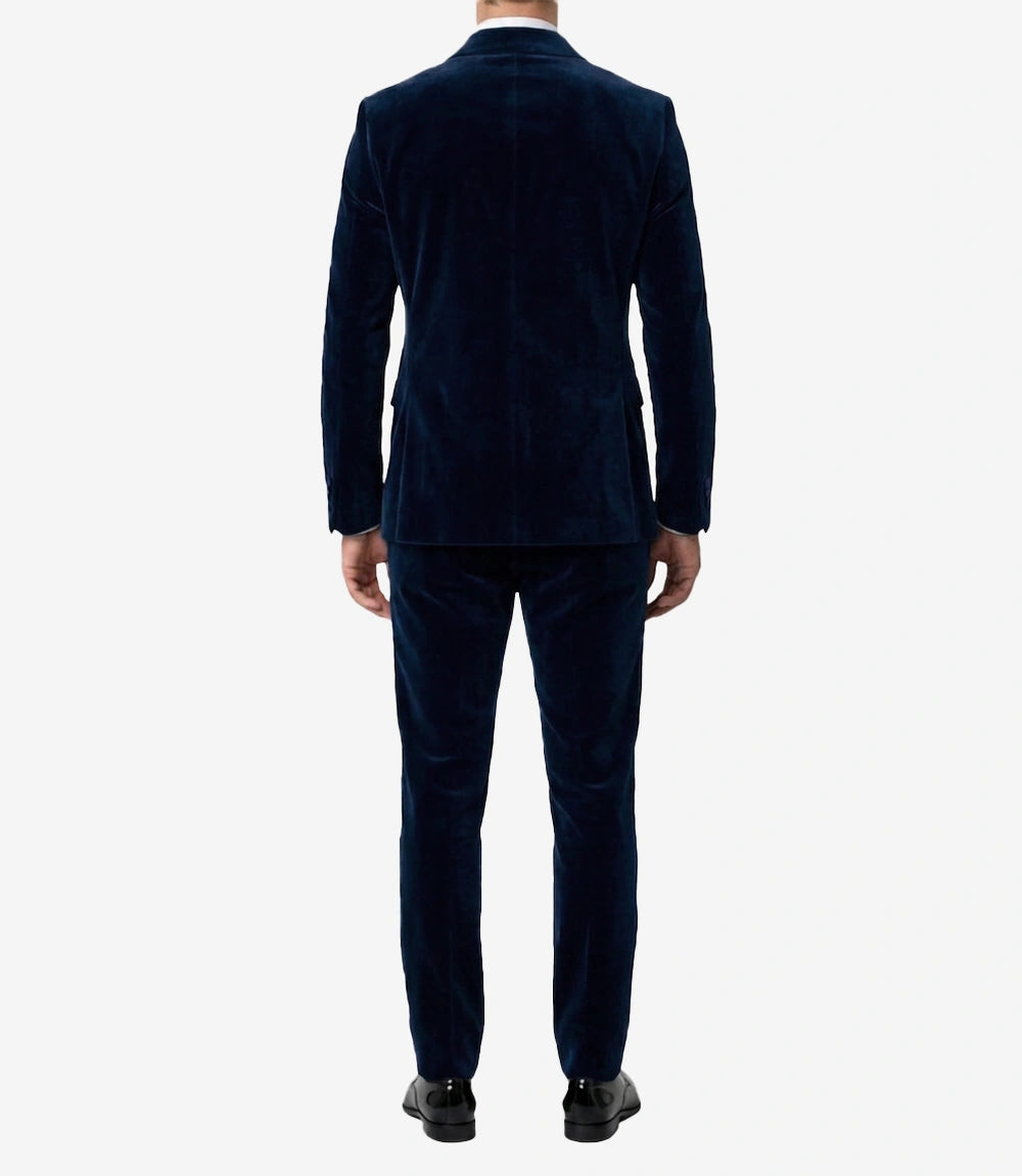 Men's Blue Velvet Tuxedo Jacket — Notch Lapel