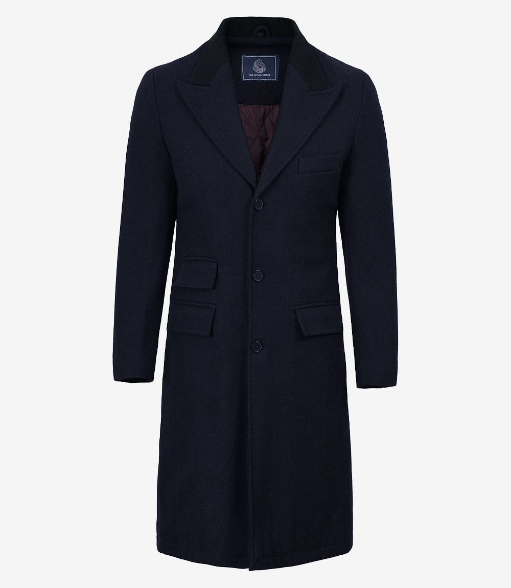 Men's Vintage Blue Wool Overcoat – Shelby Gangster Style