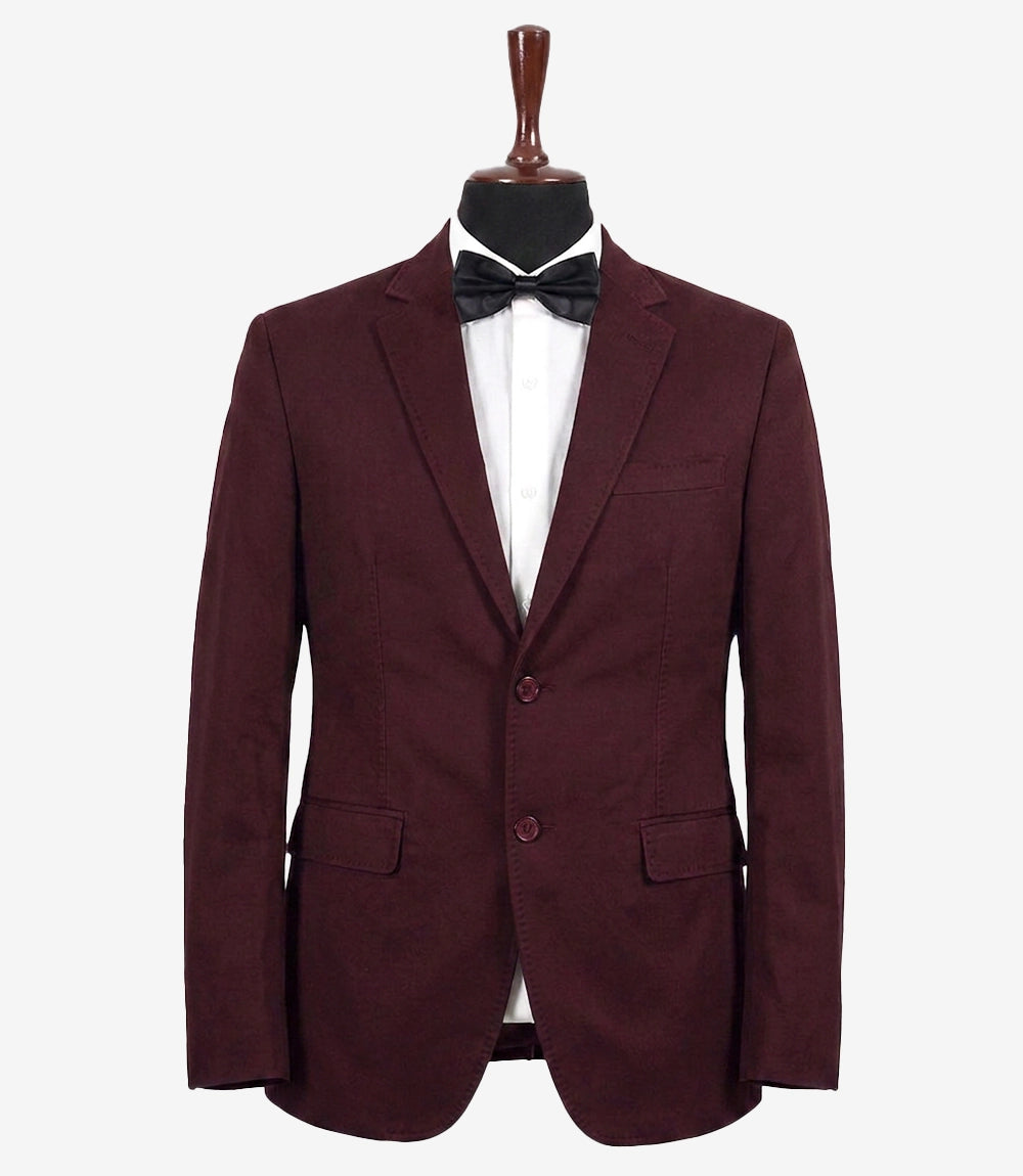 Men's Two Piece Burgundy Tuxedo Jacket — Notch Lapel