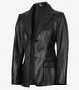 Womens Black Two Button Leather Blazer