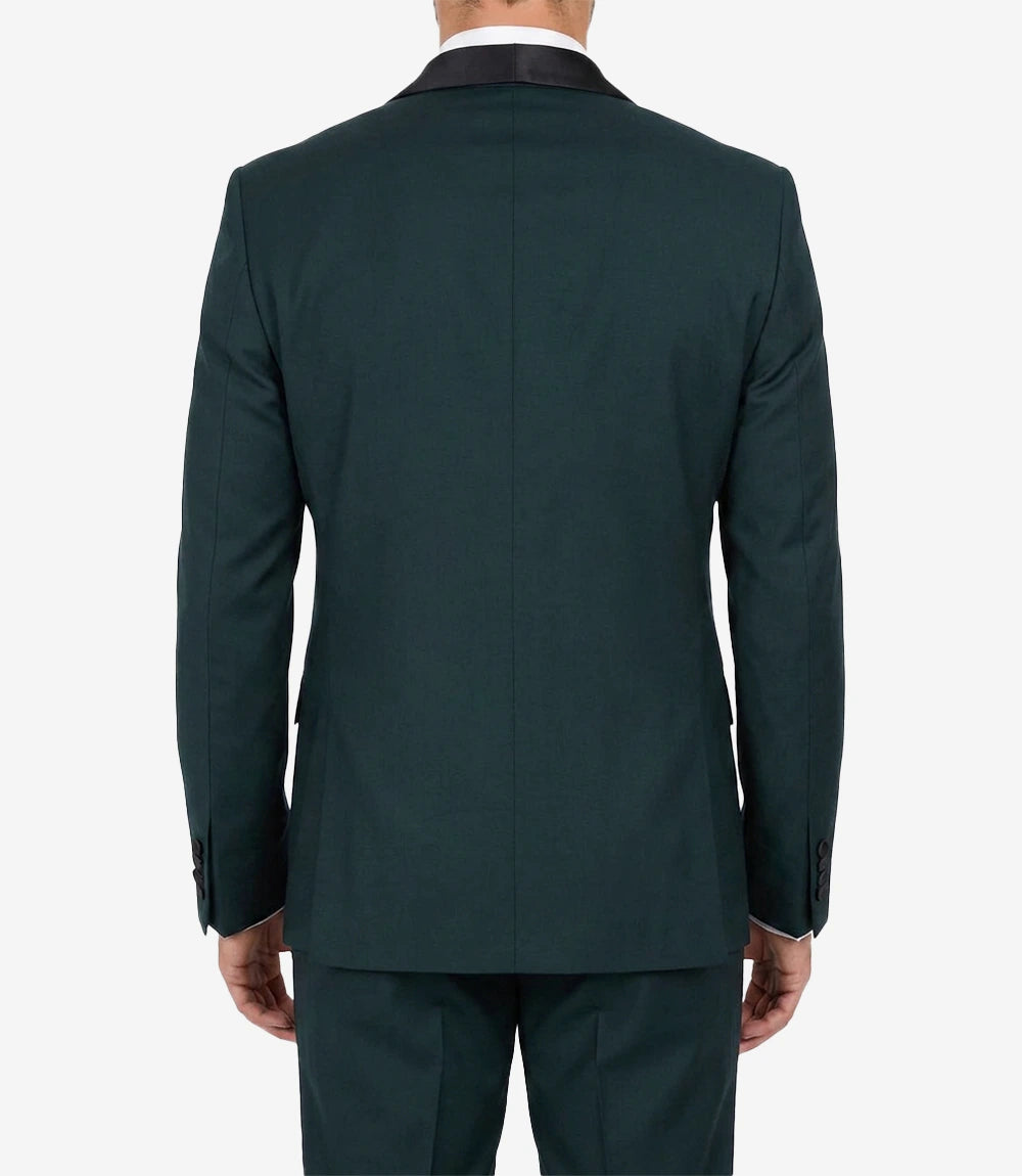 Men’s Green Shawl Lapel Tuxedo — Single Button, Black Lapel