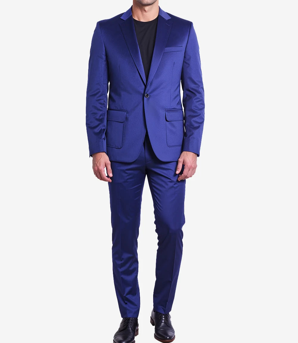 Men's Royal Blue Slim Fit 2-Piece Velvet Tuxedo