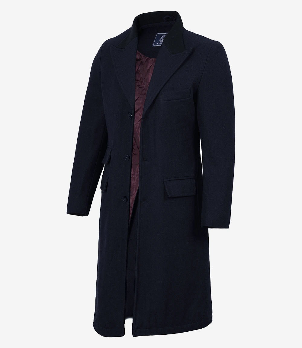 Men's Vintage Blue Wool Overcoat – Shelby Gangster Style