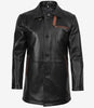 Men's Black Leather Coat With Brown Detailing