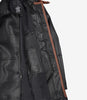Men's Black Leather Coat With Brown Detailing