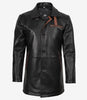 Men's Black Leather Coat With Brown Detailing