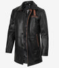 Men's Black Leather Coat With Brown Detailing