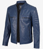 Men's Blue Biker Style Leather Jacket