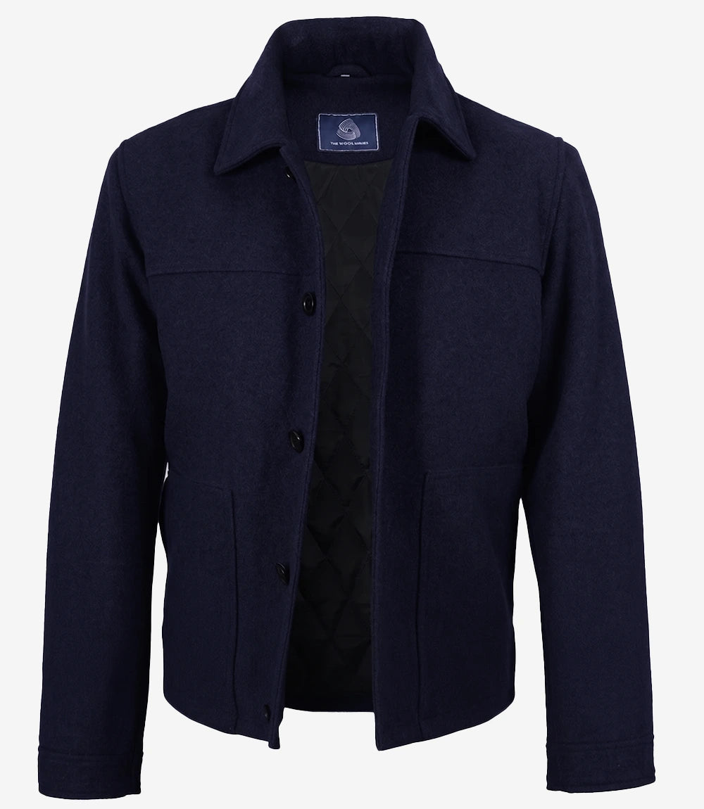 Kevin's Men's Paul Blue Wool Button up Jacket - Blue