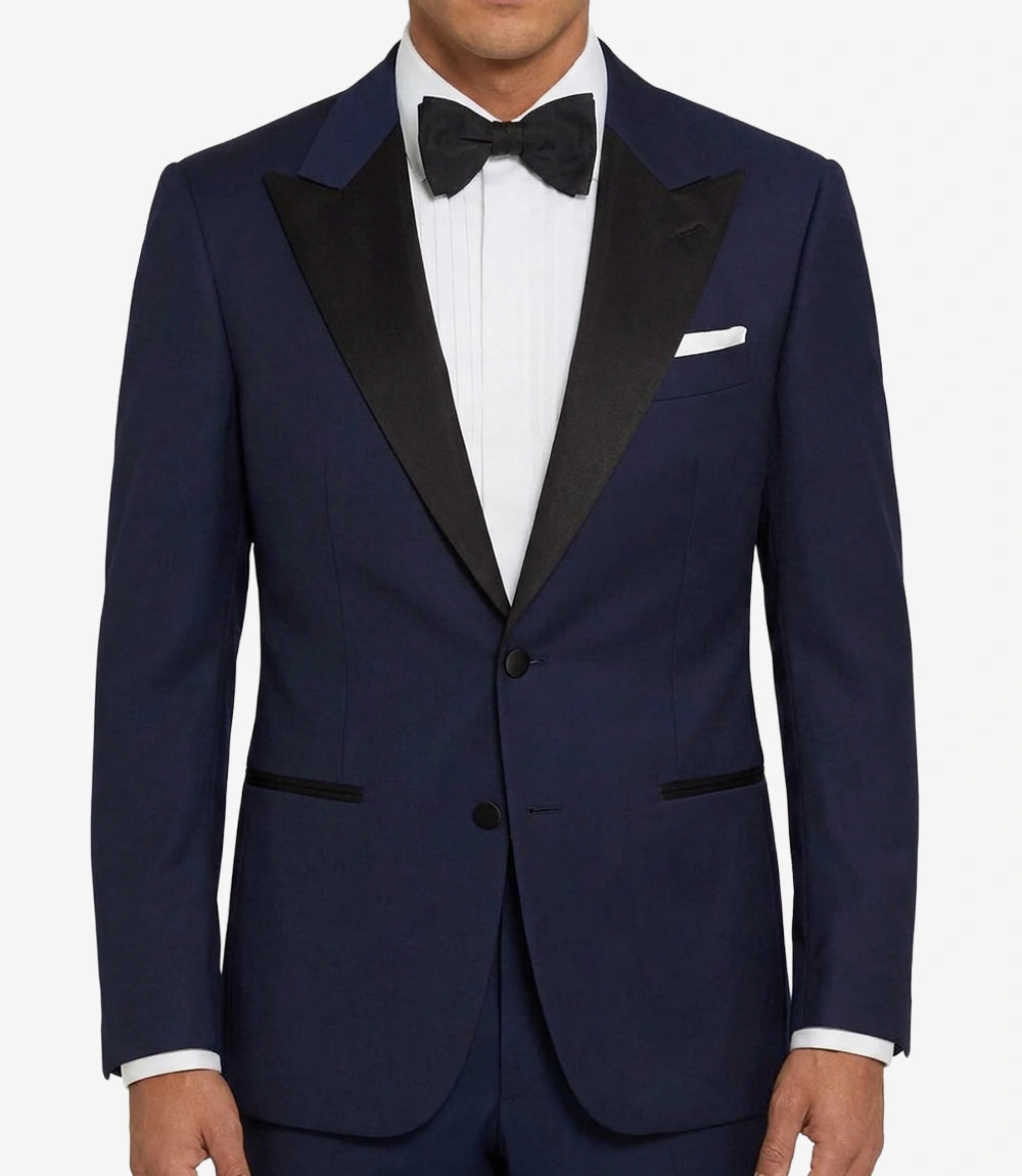 Men's Dark Blue Dinner Jacket with Black Peak Lapel