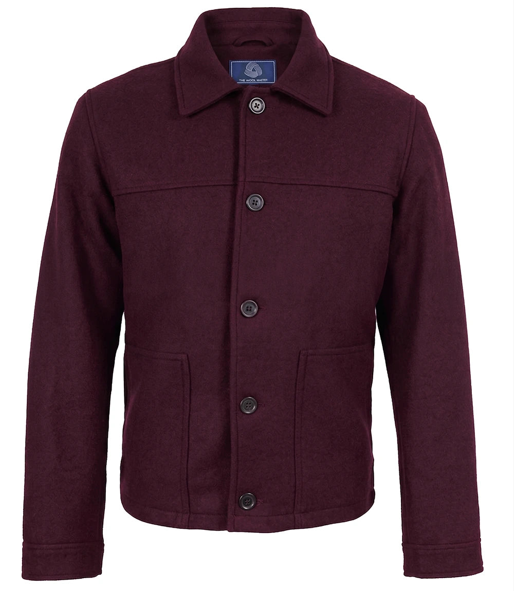 Kevin's Men's Burgundy Wool Button up Jacket - Burgundy - view 4