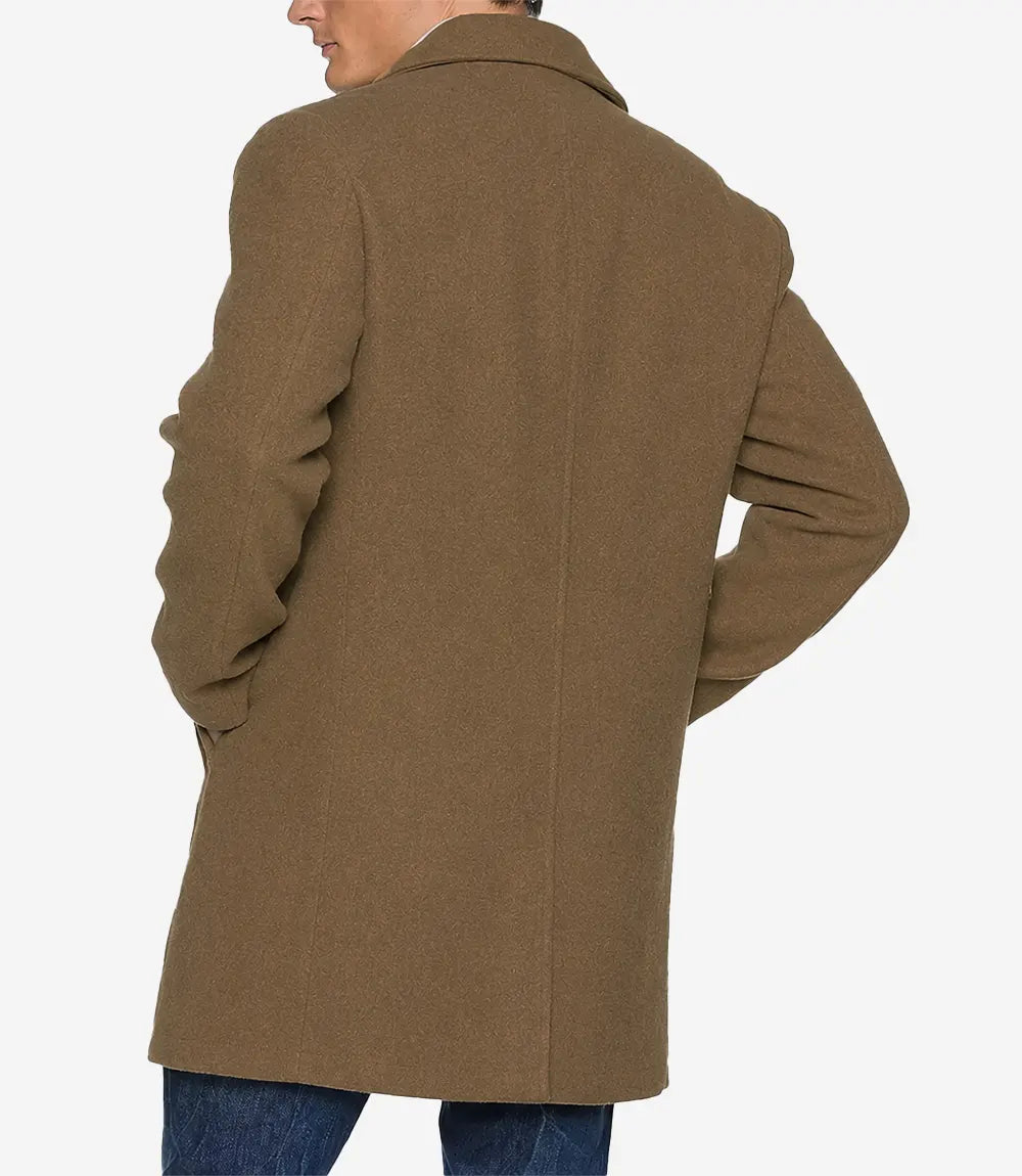 Armando Mens Camel Mid Length Wool Overcoat - Camel - view 2