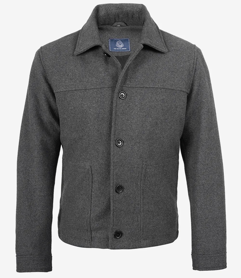 Kevin's Men’s Gray Wool Button up Jacket