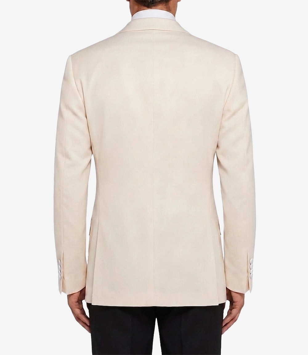 Men's Ivory White Dinner Jacket with Black Peak Lapel