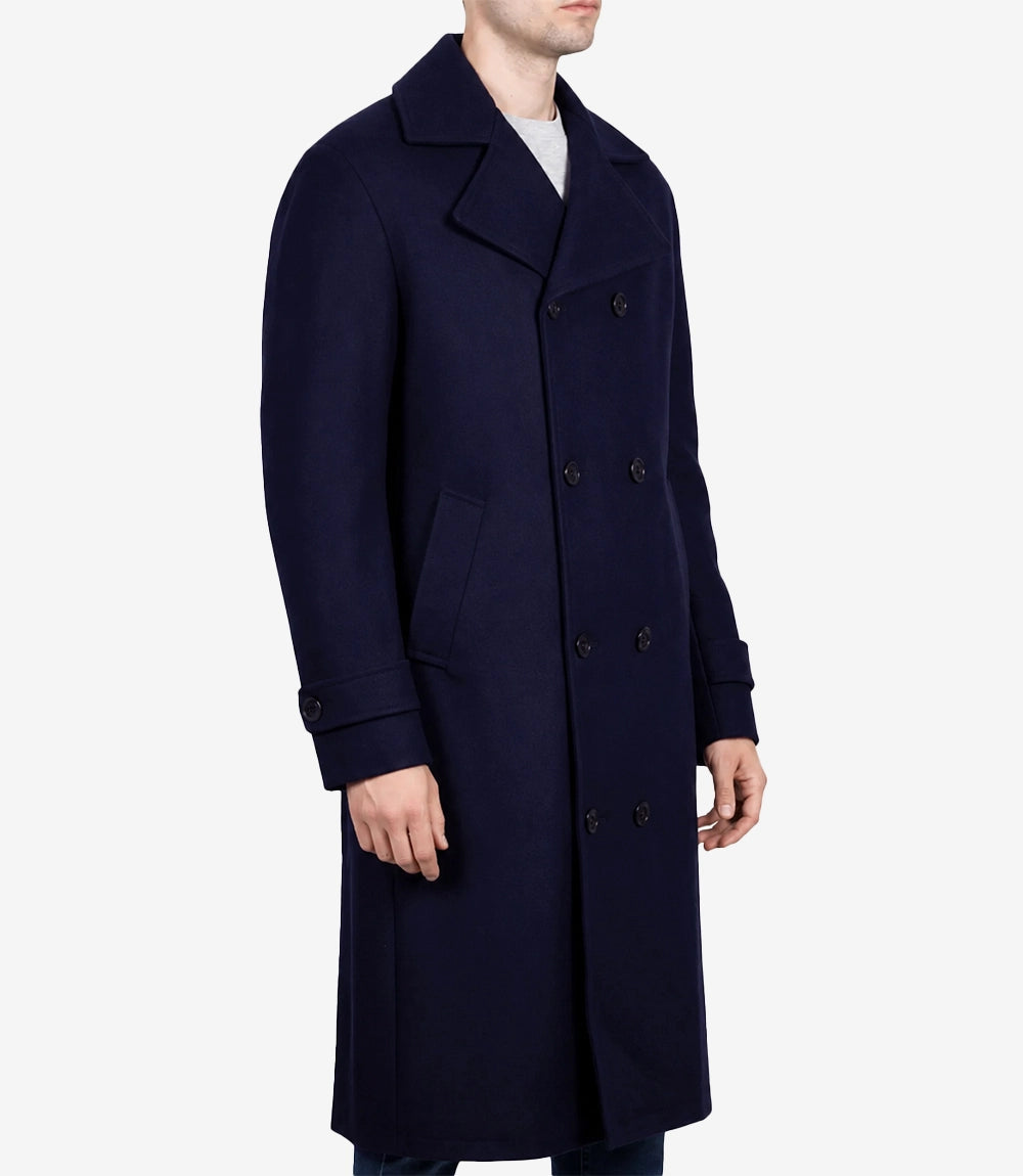 Kenney Men’s Double-Breasted Paul Blue Wool Coat - Blue - view 2