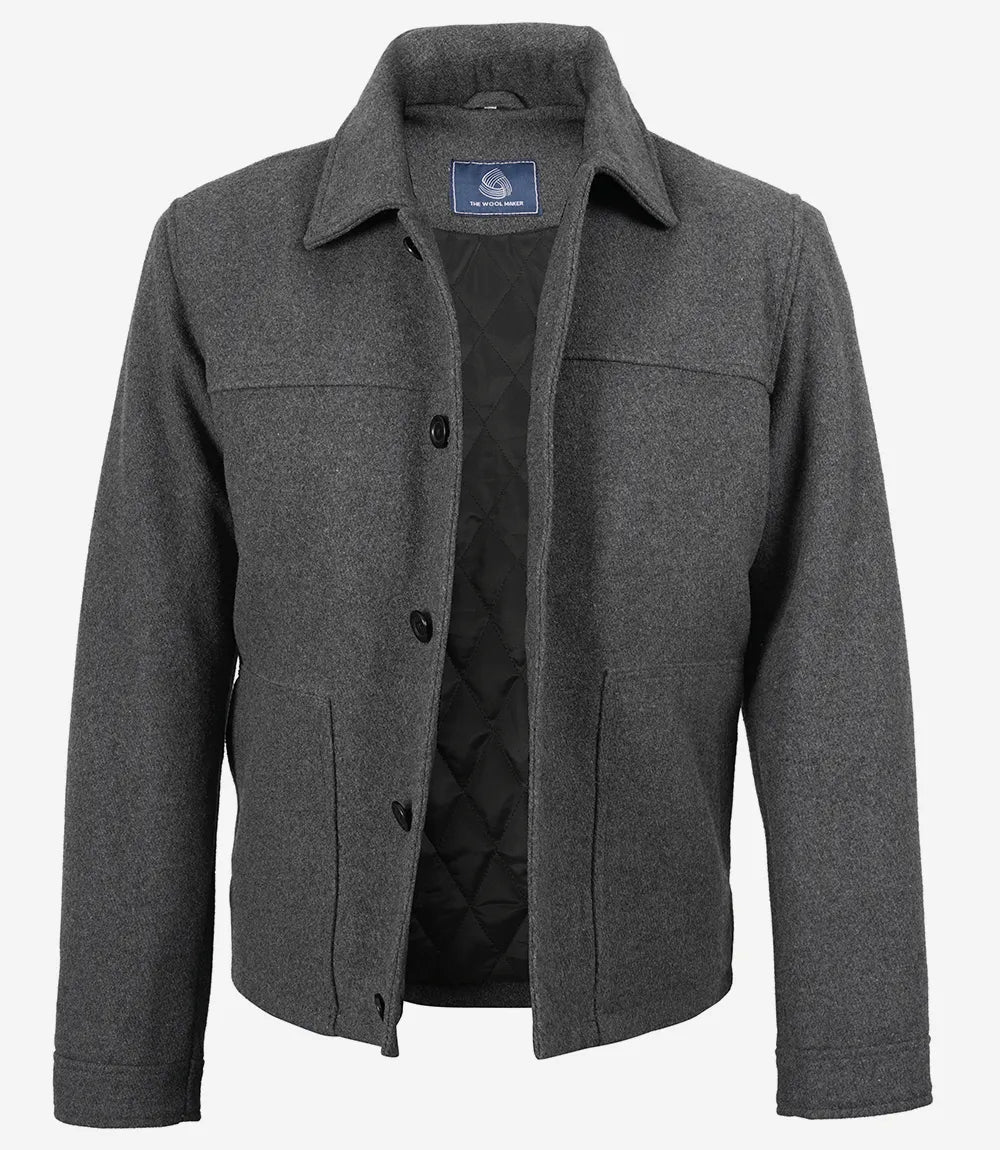 Kevin's Men’s Gray Wool Button up Jacket
