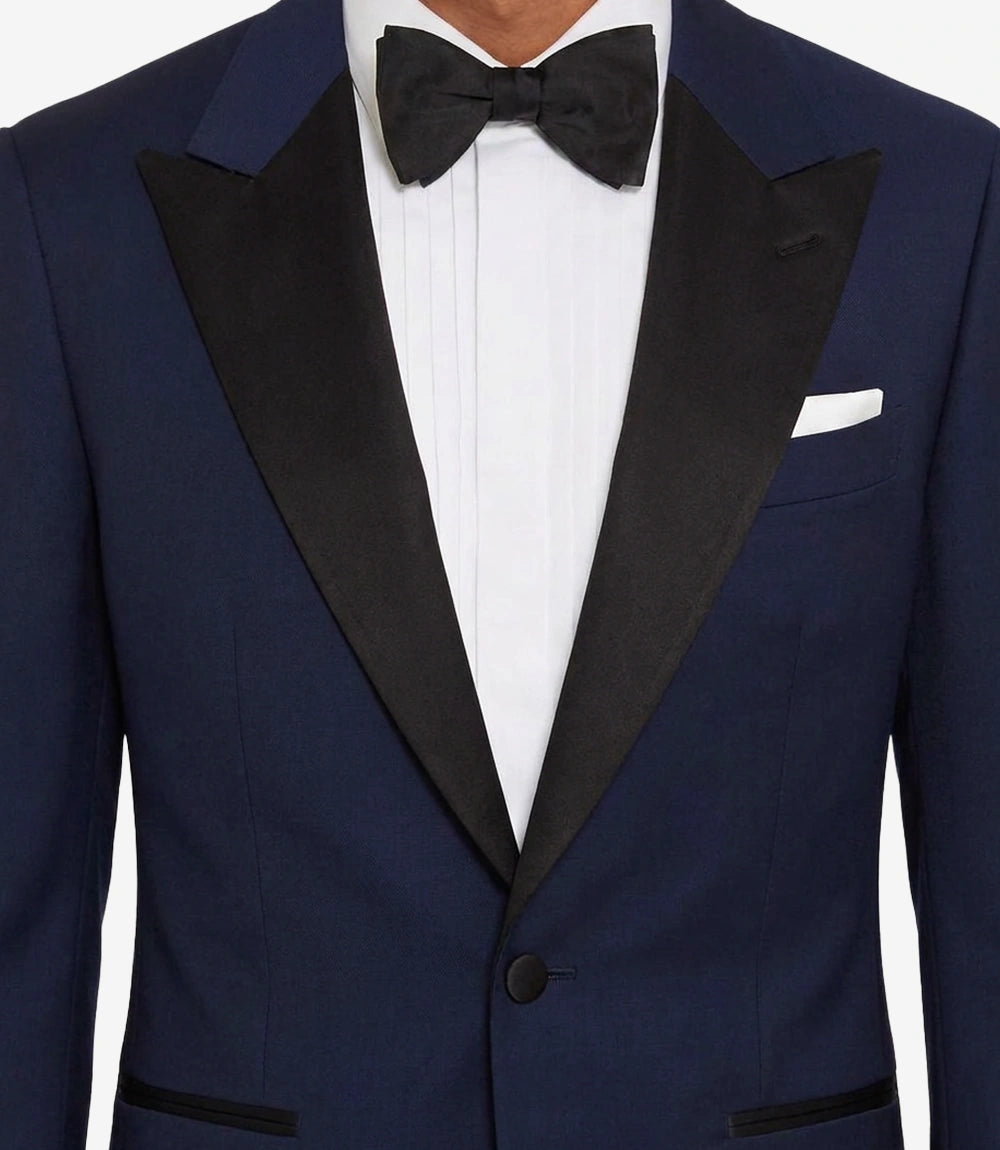 Men's Dark Blue Dinner Jacket with Black Peak Lapel