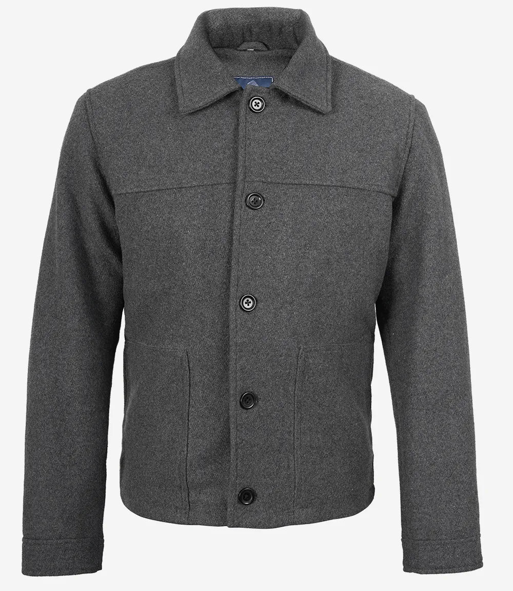 Kevin's Men’s Gray Wool Button up Jacket