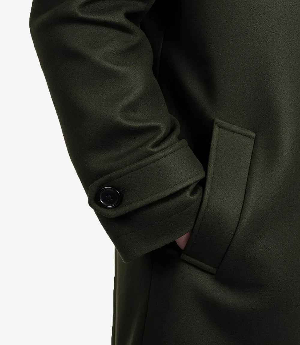 Kenney Men’s Double-Breasted Olive Green Wool Coat - Olive Green - view 5