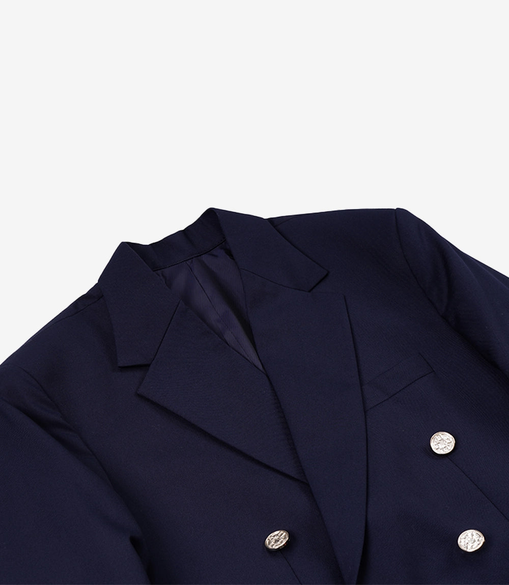 Men's Midnight Blue Double-Breasted Two-Piece Suit – Peak Lapel