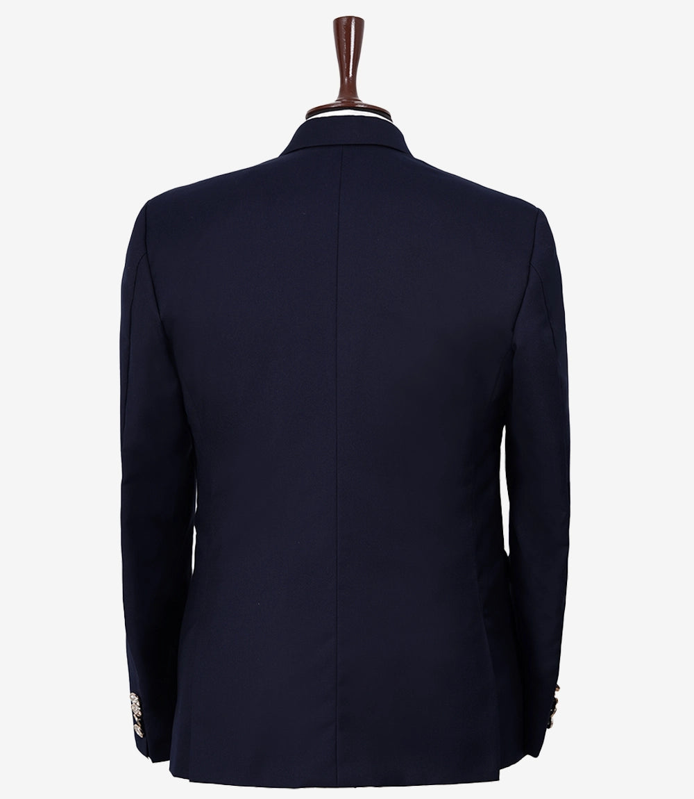 Men's Midnight Blue Double-Breasted Two-Piece Suit – Peak Lapel