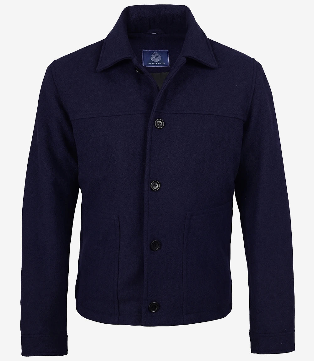 Kevin's Men's Paul Blue Wool Button up Jacket
