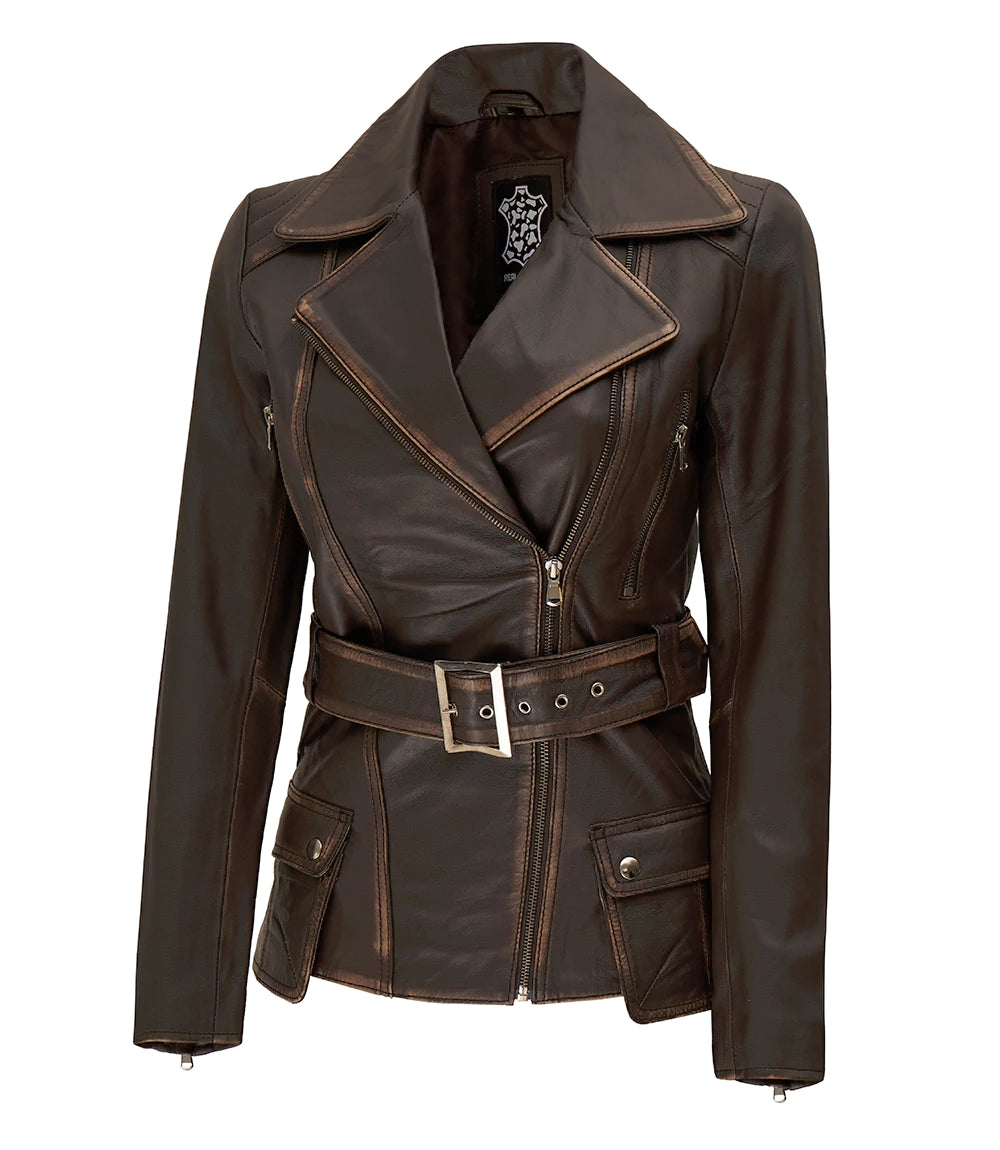 Womens Vintage Brown Leather Jacket