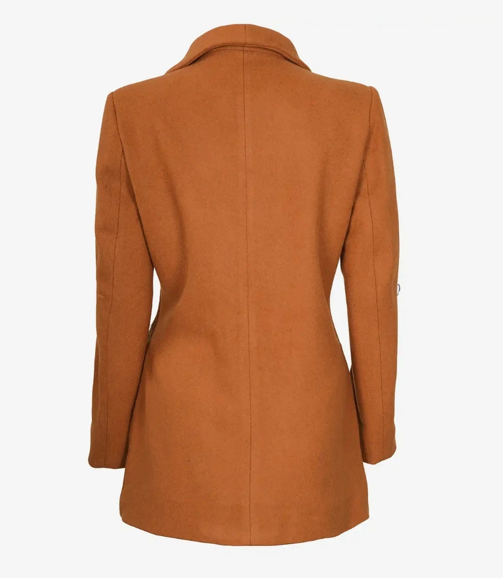 Womens Three Quarter Brown Wool Coat