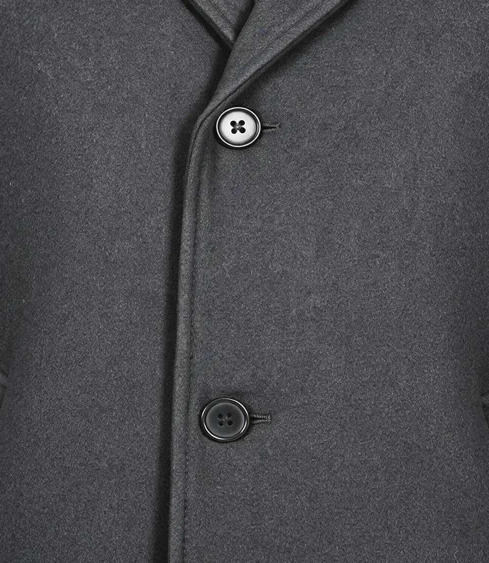 Men’s Single-Breasted Grey Wool Coat – Modern Fit - Grey - view 5