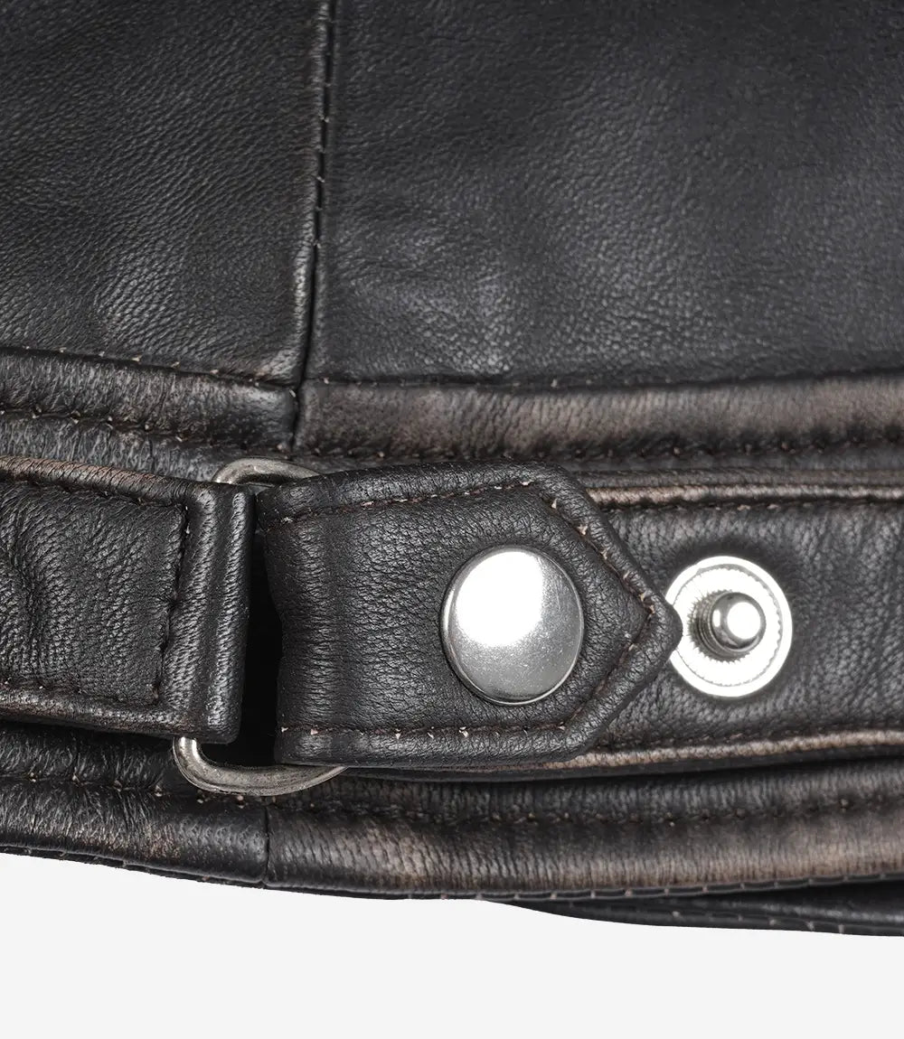 Women's Quilted Distressed Brown Real Lambskin Leather Biker Style Jacket