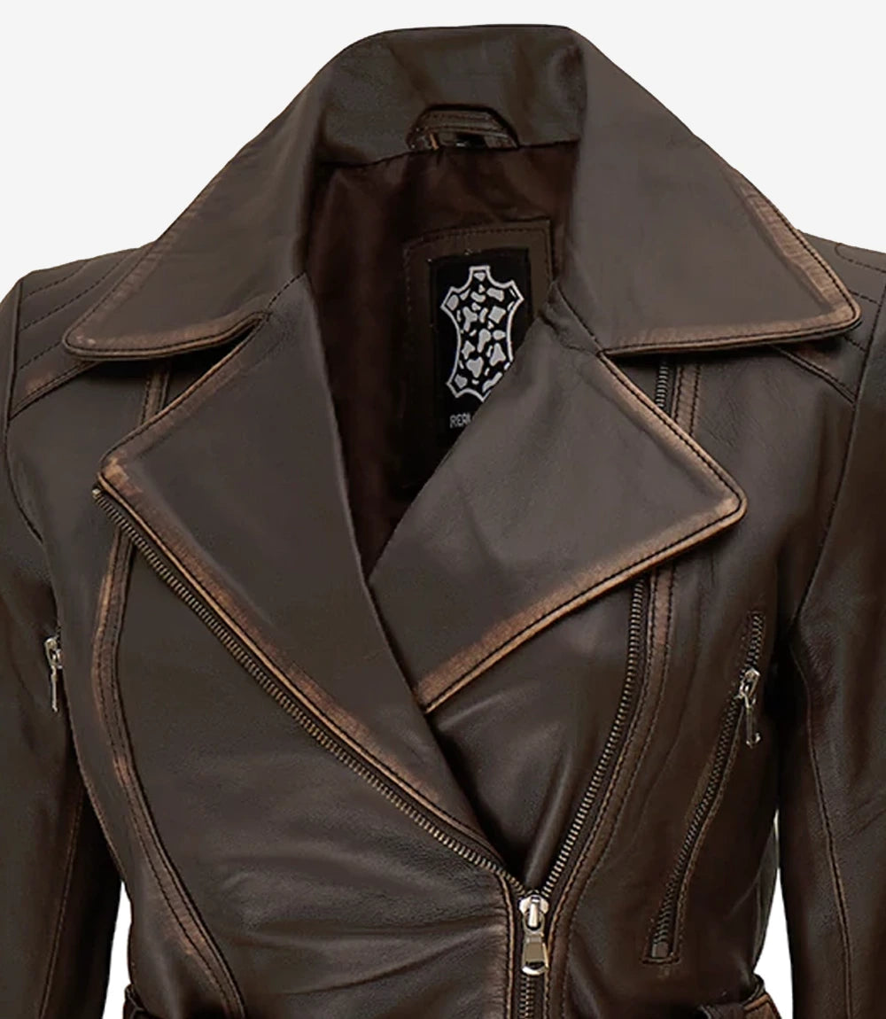 Womens Vintage Brown Leather Jacket