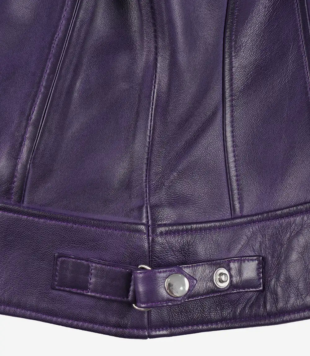 Women's Purple Modern Fit Biker Style Leather Jacket