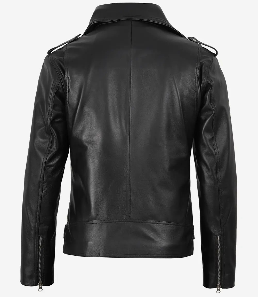 Men's Black Asymmetrical Leather Jacket – Motorcycle Style