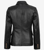 Kim Women's Double Breasted Black Leather Blazer