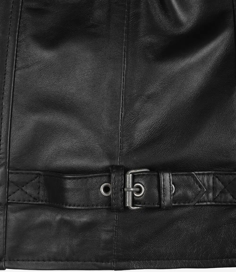 Men's Black Biker Style Leather Jacket