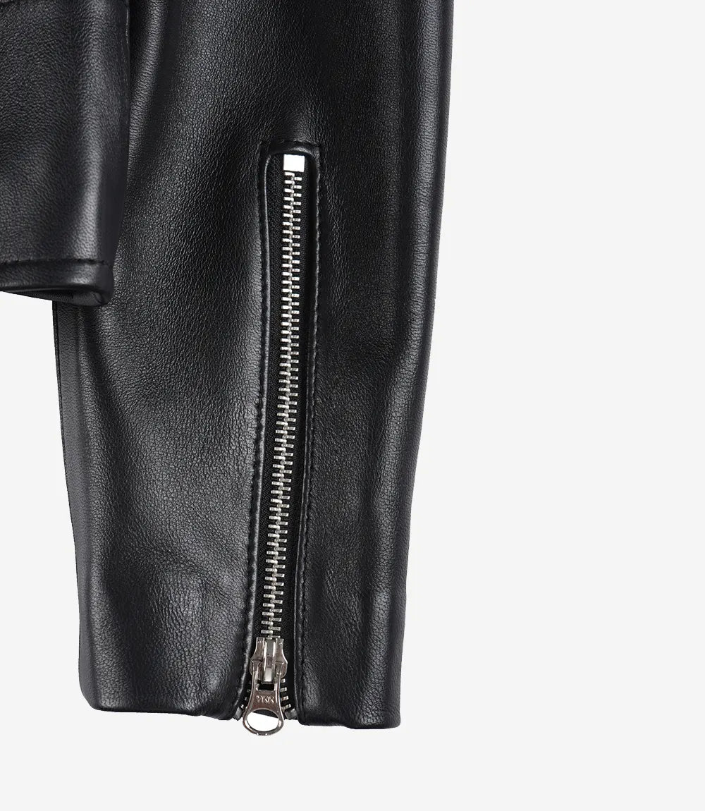 Womens Black Asymmetrical Leather Motorcycle Jacket