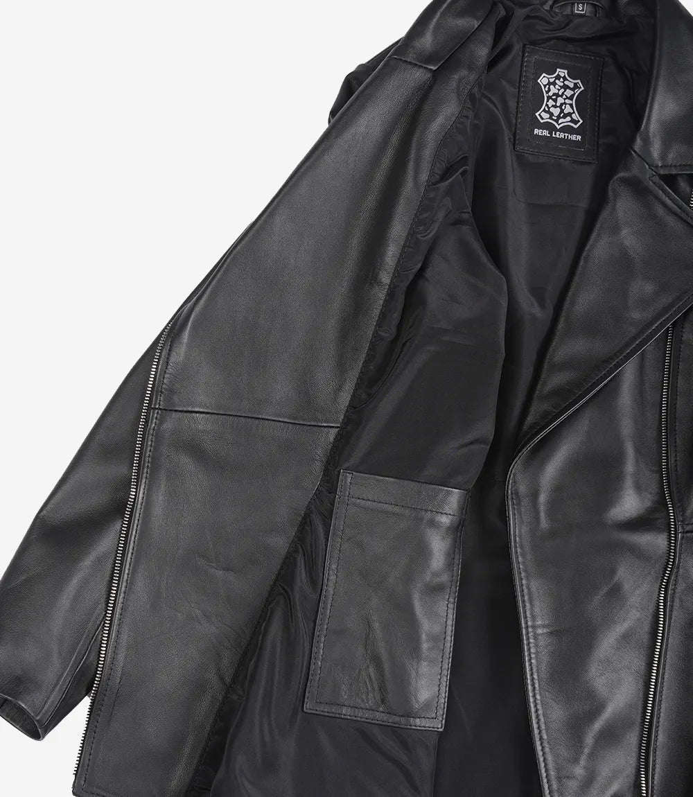 Womens Black Peplum Leather Jacket