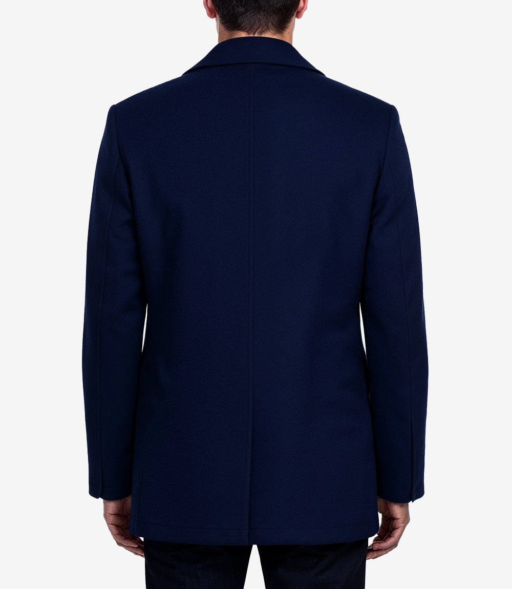 Gosett Men's Navy Blue Double Breasted Wool Coat