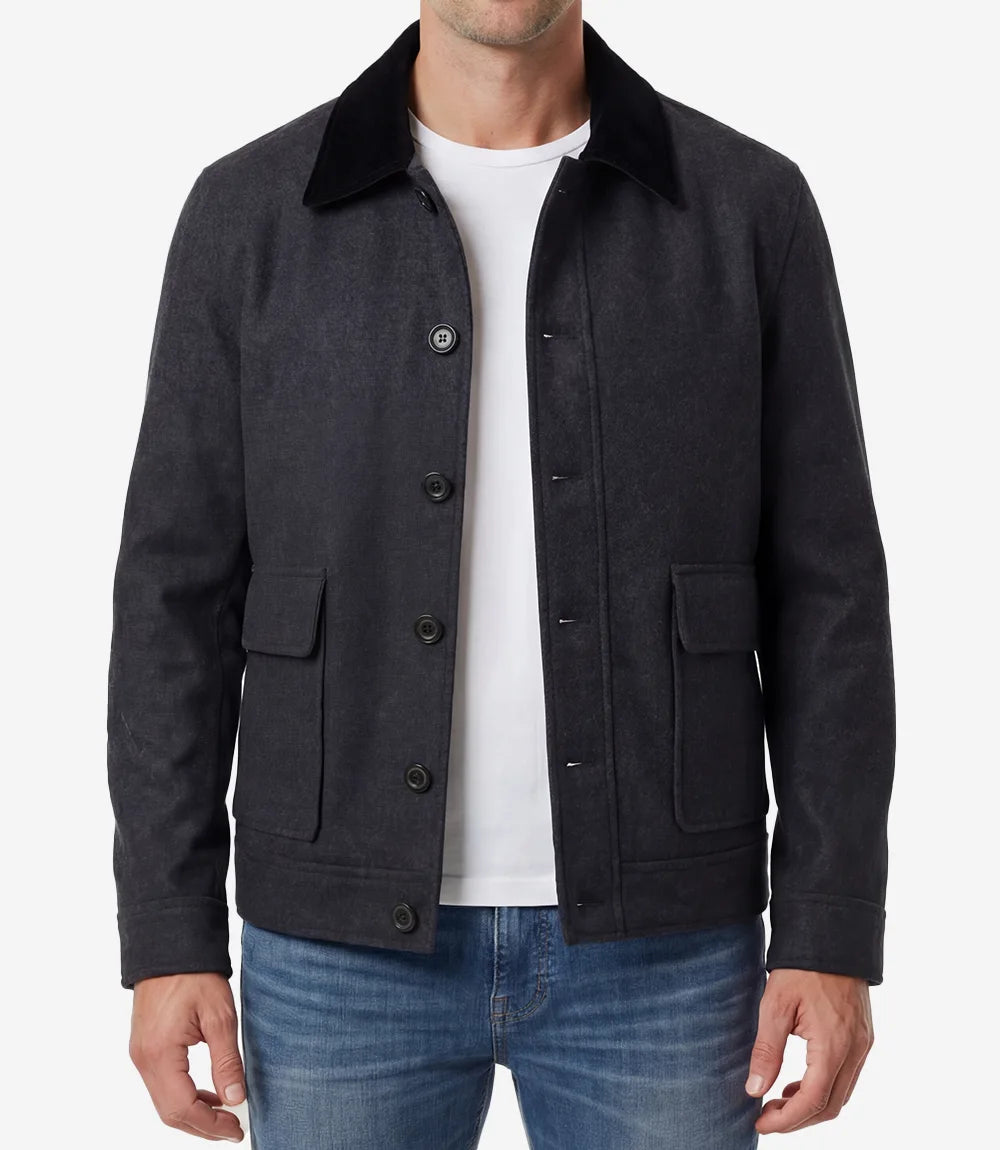 Men's Utility Charcoal Grey Wool Jacket