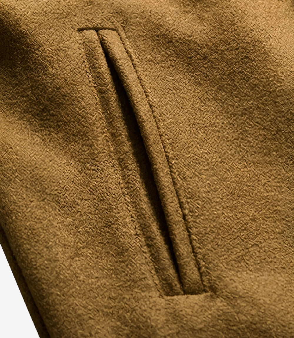 Womens 3/4 Length Camel Brown Double Breasted Wool Coat