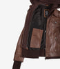 Tralee Women's Cognac Wax Bomber Leather Jacket With Removable Hood