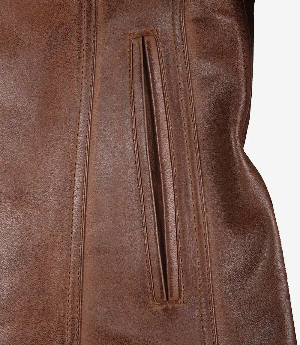 Womens Cognac Leather Blazer Jacket