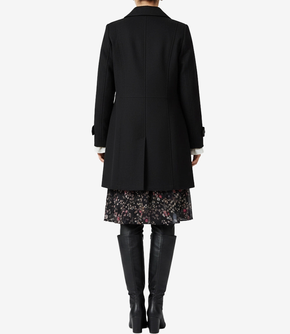Josephine Women's Mid Length Black Wool Coat