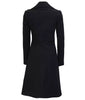 Womens Black Double Breasted Wool Coat