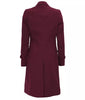 Womens Double Breasted Wool Coat Maroon