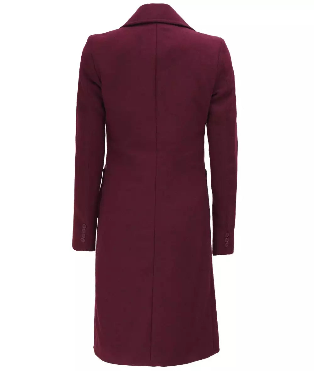 Womens Long Maroon Wool Coat