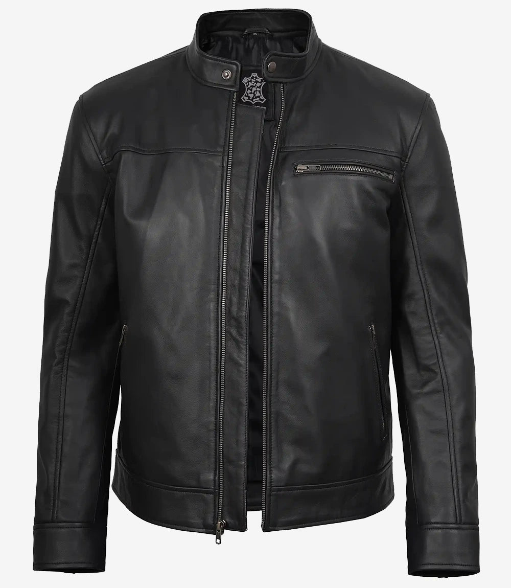 Men's Bickford Black Leather Jacket – Real Lambskin